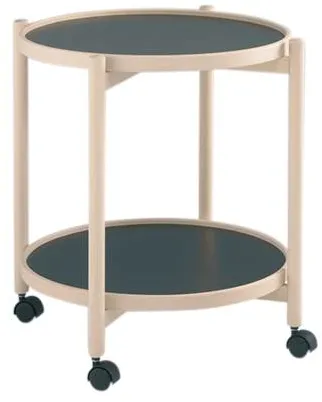 Thomsen Furniture James stolik na kółkach - buk/melamina - naturalny buk - Ø50 cm