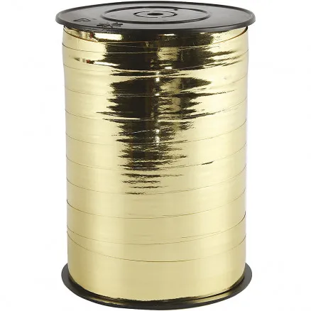 Wstążka prezentowa, metaliczne złoto, szer.: 10 mm, błyszcząca, 250 m / 1 rolka.