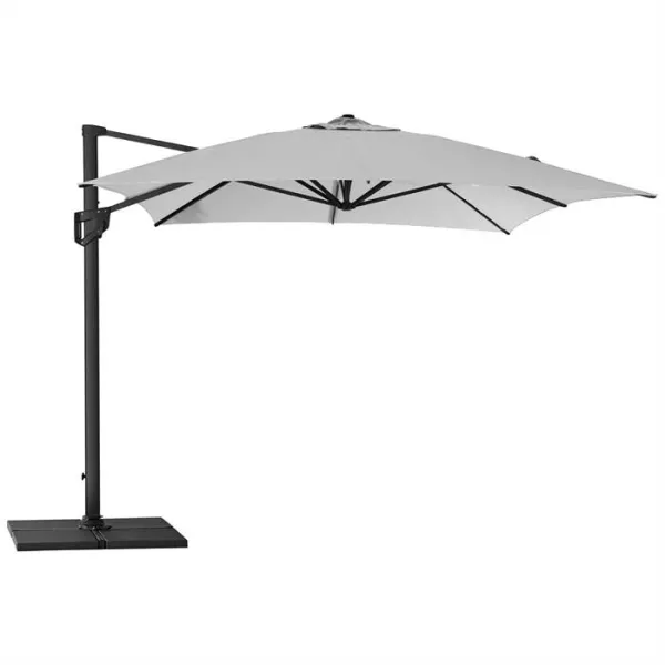 Cane-Line Hyde Luxe parasol z podstawą - 3x4 m - Aluminium z jasnoszarym płótnem