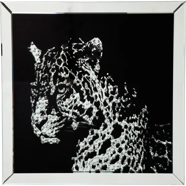 KARE DESIGN Plakat, Mirror Leopard - Wielokolorowy, z ramą, (80x80cm)