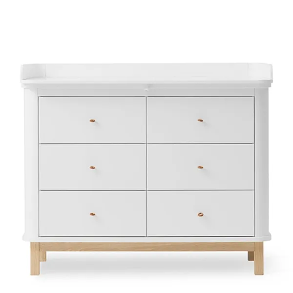 Oliver Furniture Wood Komoda do przewijania z 6 szufladami Biały/Dąb