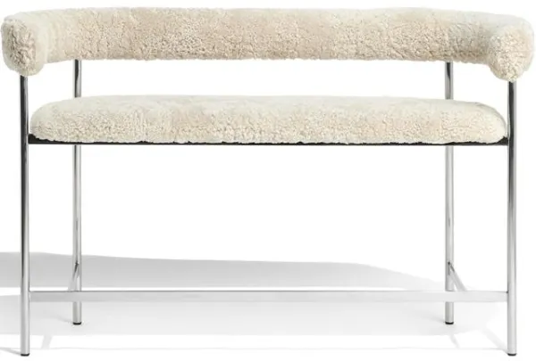 Møbel Copenhagen Font Bar Sofa 75 cm Skóra owcza Oyster/Polerowana stalowa rama