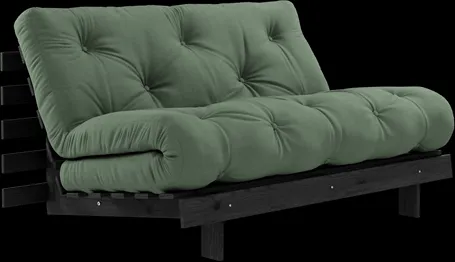 Karup Design Roots Sofa do spania z materacem Roots 140x200 oliwkowa zieleń/czarny lakier