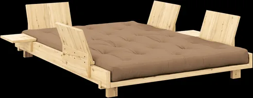 Karup Design Social Sofa rozkładana z 4 oparciami, stolikami bocznymi i materacem 140x200 Mocca/Lakierowany na jasno