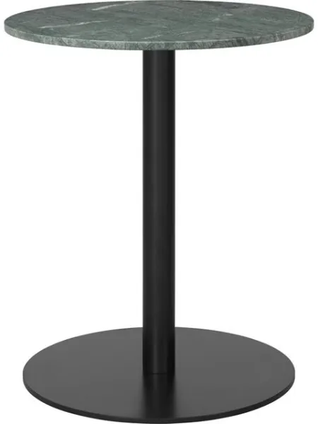 GUBI 1.0 Stół jadalny okrągły Ø60 cm z czarną podstawą i zielonym blatem z marmuru Guatemala