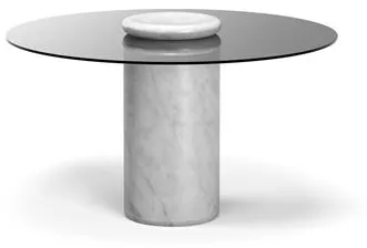 Karakter Castore Stół jadalny Ø130 Bianco Carrara Marmur/Przyciemniane szkło