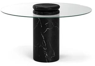 Karakter Castore Stół jadalny Ø130 Nero Marquina Marmur/Przezroczyste szkło