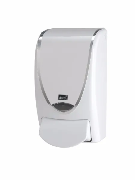 Dozownik Deb Stoko White Silverline, z białego plastiku z srebrną krawędzią, 1 L
