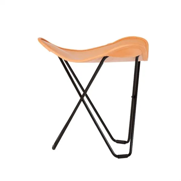 Cuero Pampa Flying Goose Taboret - Czarna rama - Naturalny