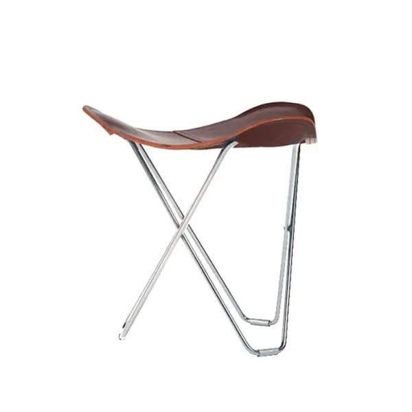 Taboret Cuero Pampa Flying Goose - Rama chromowana - Czekolada