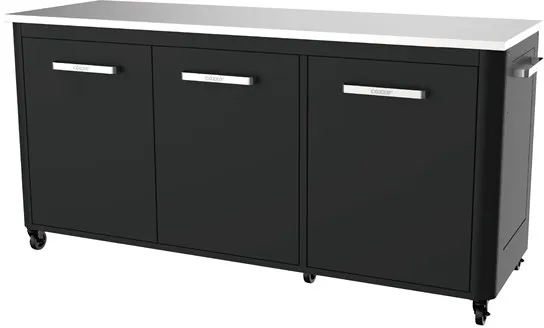 cozze ® stół ogrodowy z 3 drzwiczkami i 6 kołami, stal nierdzewna/czarny/szary