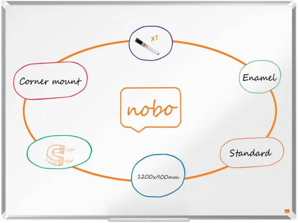 Nobo Premium Plus emaliowana tablica suchościeralna 120x90cm biała