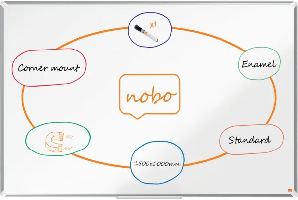 Nobo Premium Plus emaliowana tablica suchościeralna 150x100cm biała